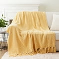 thumbnail image 6 of Battilo Mustard Yellow Throw Blanket, Knitted Woven Blanket for Living Room,Summer Throws,60"x80", 6 of 9
