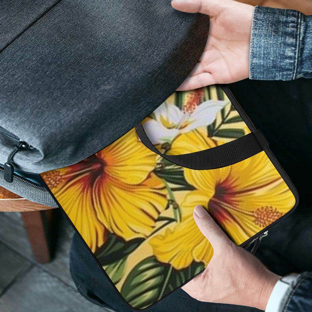 JRXY Flowers Yellow Green Laptop Bag Diving Fabric Soft Carrying Travel Case Computer Protective Handle Case 13inch