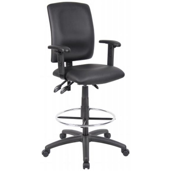 Multi-Function Leatherplus Drafting Stool With Adjustable Arms