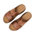 thumbnail image 4 of Yyuenw Women Open Toe Crisscross Wedge Slide Sandals PU Slip On Holiday Casual Summer Walking Shoes, 4 of 9