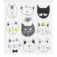 thumbnail image 3 of Ambesonne Humor Shower Curtain, Cats with Fish, 69"Wx84"L, Yellow Grey, 3 of 3