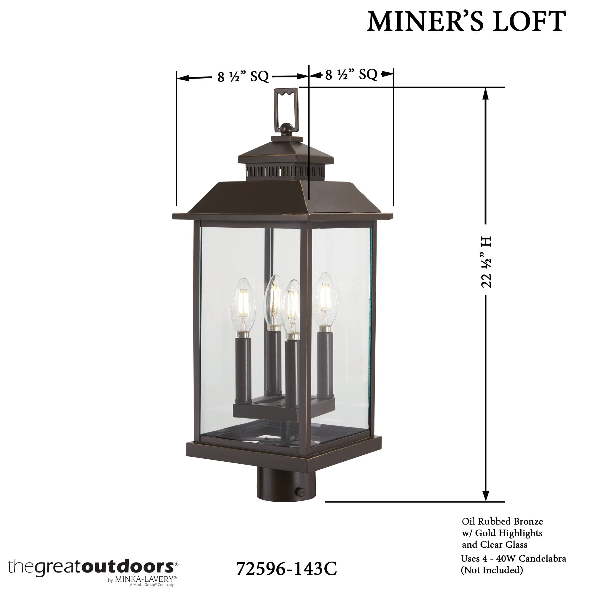 Minka Lavery - Great Outdoors - Miner's Loft - 4 Light Post Mount In