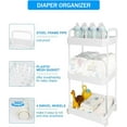 thumbnail image 3 of Baby Diaper Caddy, Plastic Movable Cart for Newborn Nursery Essentials Diaper Storage Caddy Organizer for Changing Table & Crib, Easy to Assemble, Beige, 3 of 10