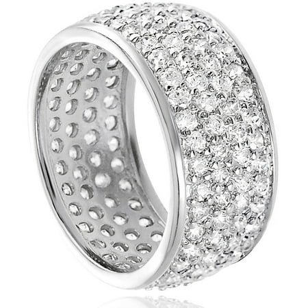Alexandria Collection Sterling Silver Round Cubic Zirconia Bridal Band