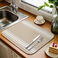 thumbnail image 5 of Farmhouse Khaki Dish Drying Mat 18x24 inch White Stripe Super Absorbent Microfiber Dish Drying Pad for Kitchen Countertops Sink Dish Drainer Racks Coffee Bar Mats 2 Pack, 5 of 8