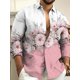 thumbnail image 1 of Camisa de hombre con estampados gráficos florales, cuello vuelto, para exteriores, calle, manga larga, ropa estampada, ropa de diseñador, 1 of 6