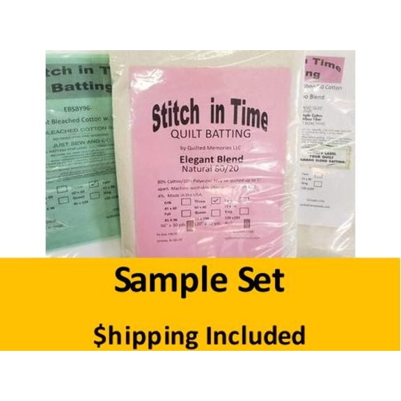 SITTHROWSAM Stitch in Time Batting (Package, Throw Samples (3) 60 in x 60 in) shipping inlcuded*