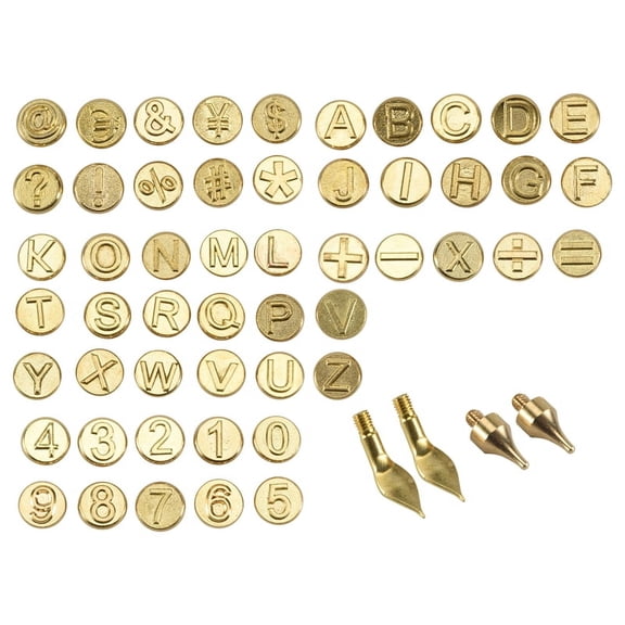 Quaqdae 56 Pieces Wood Burning Tip Letter Wood Burning Tip Set Including Alphabet Number For Wood Craft Diy Embossing Carving