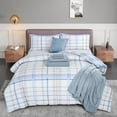 thumbnail image 2 of Elegant Comfort 8-Piece Plaid Lodge Bed-in-a-Bag Comforter Set, Includes Comforter, Smart Sheet Set, Decorative Pillow, Pillowcases, and Shams - Full/Queen, Aqua, 2 of 5