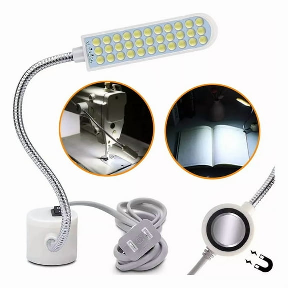 Aoresac Sewing Machine Light LED Lighting (30LEDs) 2 Watt for Workbench Lathe Drill Press Daylight White Flexible Gooseneck Arm Work Lamp with Magnetic Mounting Base White