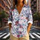 thumbnail image 3 of Uootdi Boho Long Sleeve Shirts for Women V Neck Button Down T Shirts Casual Loose Fit Floral Print Basic Tops Tees Blouses Gift, 3 of 6