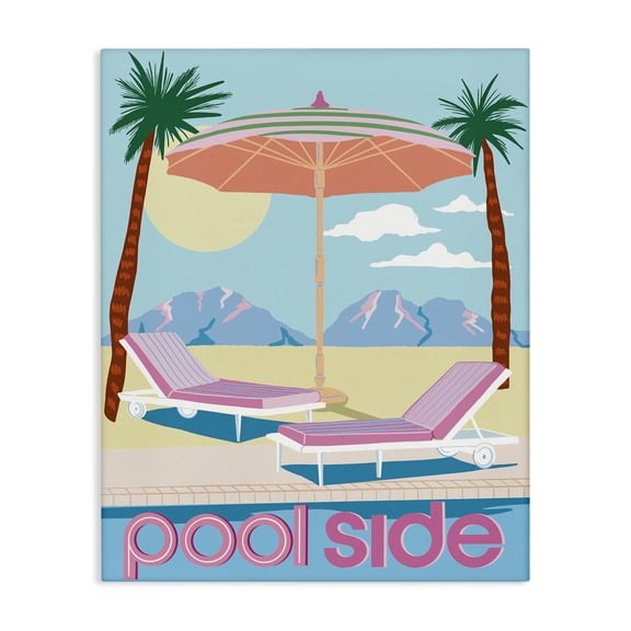 Stupell Industries Preppy Coastal Poolside Nautical & Beach Painting Wrapped Canvas Art Print Wall Art, 16 x 20