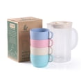 thumbnail image 3 of Fmxomd 5 Pack Wheat Straw Unbreakable Tableware Kettle Cups Set, with 4 Multicolor Cups for Kids Children Adult, Dishwasher Coffee Mug for Water, Tea, Milks, Juice, 3 of 8