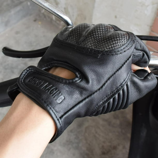 Carbon Fiber Motorcycle Half Finger Gloves Motorcycle Ride Fingerless Black XL Walmart