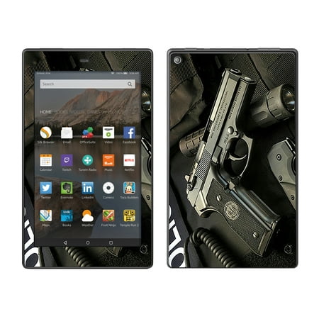 Skin Decal For Amazon Fire Hd 8 Tablet / Edc Pistol Flashlight