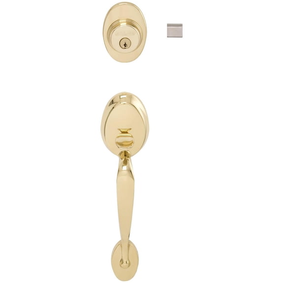 Schlage F62PLY505FLALH Left Handed Plymouth Double Cylinder Handleset - Brass