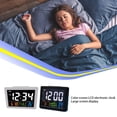 thumbnail image 1 of Maoww Colorful LCD Alarm Clock with Thermometer Table Bedside Alarms Date Temperature Meter Electronic Watch Bell Home Black, 1 of 9