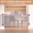 thumbnail image 2 of XJD 55" Retractable Baby Gate Extra Wide Safety Gates Child Gate for Indoor/Outdoor 33" Tall, Gray, 2 of 11
