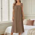 thumbnail image 2 of Miluxas Ladies Solid Sleeveless Sleep Dress Square Neck Ruffle Detail Loose Fit Maxi Dress Soft Comfy Nightgown for Relaxing and Home Lounging Brown, 2 of 9