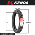 thumbnail image 2 of Kenda Big Block 110/80B19 K784 Tubeless (TL) Front Tire for Motorcycles; Dirt Bikes; City Bikes with Keychain, 2 of 9