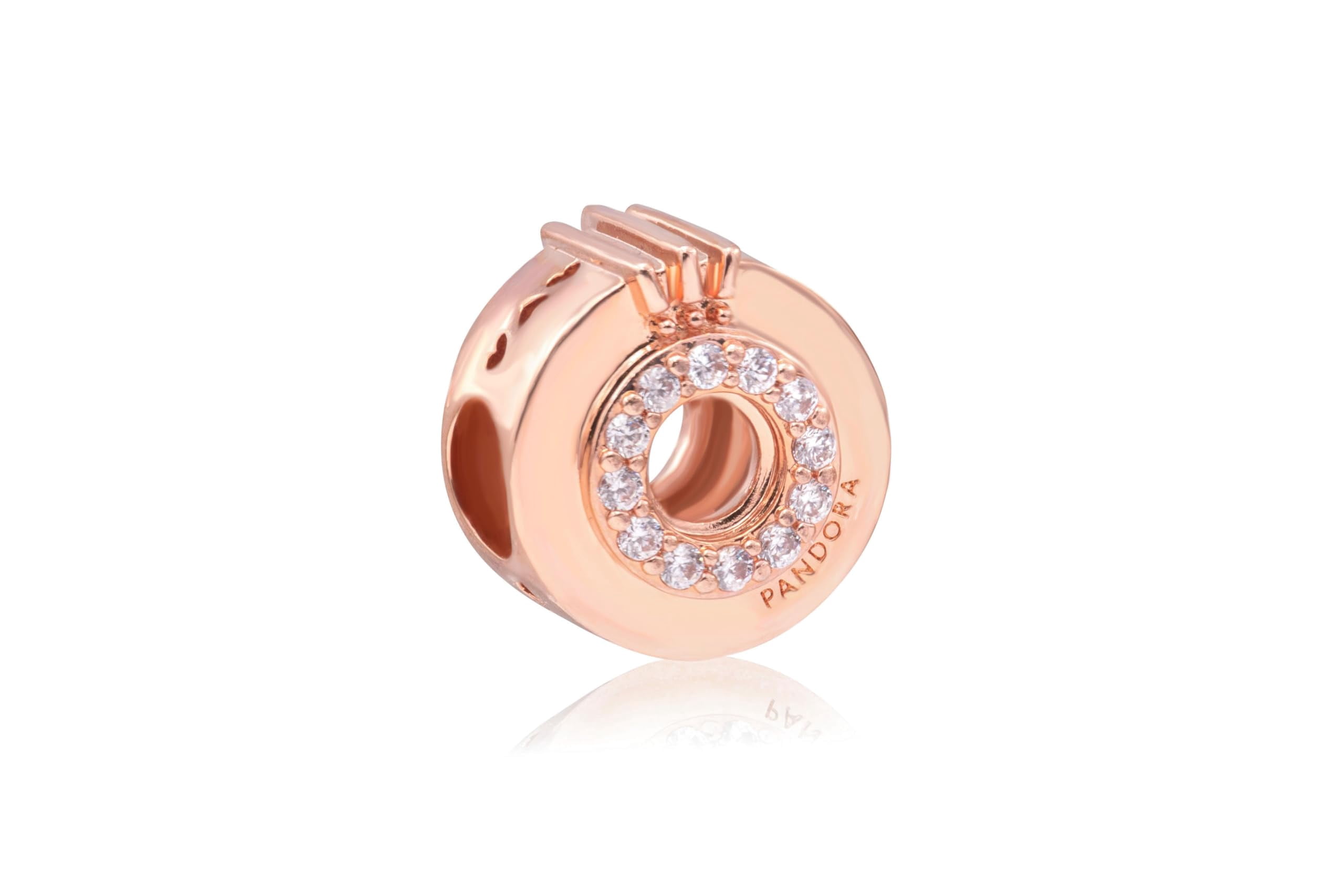 Pandora Rose Gold with Cubic Zirconia Open Center Crown O Charm