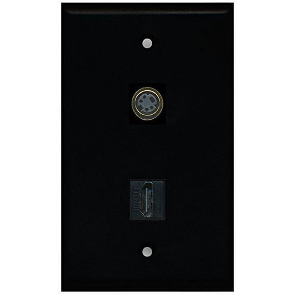 RiteAV - Black 1 Port HDMI 1 Port S-Video Wall Plate