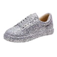 thumbnail image 2 of HXWCHs Women's Fashion Glitter On Casual Flat Loafers with Sparkly Rhinestone Ankle Strap for Evening Party Comfort42 Silver, 2 of 8