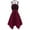 Wine, variant on Jacenvly New Christmas Dresses Women Halloween Dark Punk Gothic Irregular Hem Long Sleeve Dress off Shoulder Hollow Lace up Dress Women Halloween Dresses
