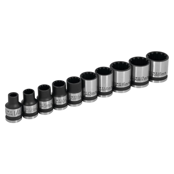 Performance Tool W38194 3/8-Inch Drive Universal Spline Socket Set , 10 piece Metric and SAE