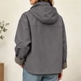 thumbnail image 6 of Alkepwun Detachable Hooded Jackets for Women Plaid Lining Inside Hood and Cuffs Zip Up Snap Button Loose Fit Casual Jacket with Pockets for Daily Wear Outdoor Activities, 6 of 7