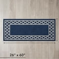 thumbnail image 3 of Washable Skid-Resistant Runner Rug, Trellis Border , Denim Twist and Light Grey , 26" x 60", 3 of 8