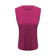 thumbnail image 4 of MESSUEN Sleeveless Tops Loose Fit Tank Tops for Women Crew Neck Raglan Summer Tank Top Casual Pleated Crewneck Sleeveless Loose Shirts Casual Summer Outfits for Women's Tops Hot Pink M, 4 of 8