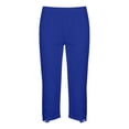 thumbnail image 6 of ZHYou No Boundarie Womens Leggings Slim Fit Lace High Waist Stretch Cropped Capri Pants with Hollow Floral Hem,Blue,Size M, 6 of 7