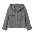 thumbnail image 7 of MOONDU Women's Corduroy Shacket Hooded Button Down Corduroy Jacket Long Sleeve with Pockets Loose Fit Casual Fall Winter Daily Wear, 7 of 7