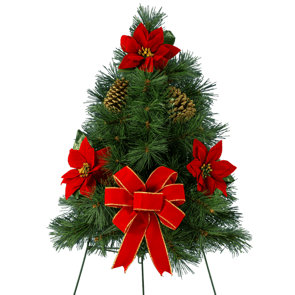 Sympathy Silks Artificial Christmas Tree on 30 Inch Easel for Outdoor Memorials