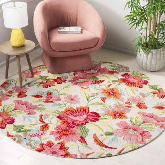 Safavieh Easy Care Aithne Floral Area Rug, Ivory/Red, 6' x 6' Round