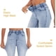 thumbnail image 4 of Pantalones vaqueros acampanados para mujer, vaqueros acampanados de cintura alta rasgados, cintura elástica, dobladillo crudo, pantalones vaqueros ajustados elásticos, 255-blue6, 4 of 5