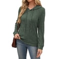 thumbnail image 2 of Qaspx Hoodies for Women Lightweight Hooded Sweatshirts Long Sleeve Shirts Fall Knit Tops, 2 of 5