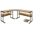 thumbnail image 4 of Spaco L-Shaped Computer Desk with Tiltable Tabletop-Walnut, Office Desk, Gaming Computer Desks for Study,Working,Writing, 4 of 8