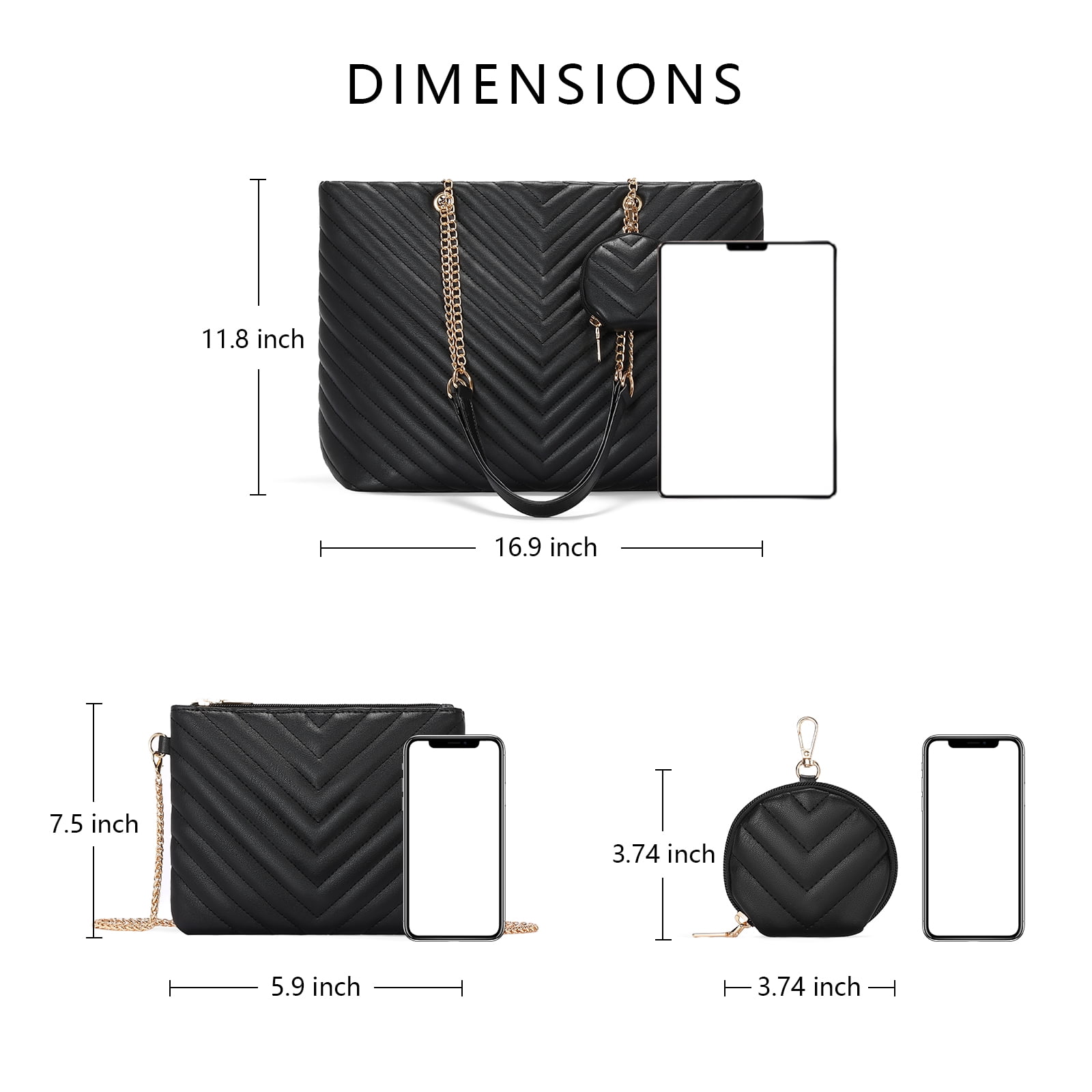 GOIACII Women’s Leather Handbags 3-piece set Fashion Totes Hobo and coin purse,Shoulder Satchel Bags for women