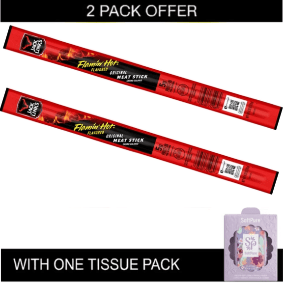2X Jack Link’s® Flamin’ Hot® Flavored Original Meat Stick Jerky & Dried Meats, 0.92 oz with tissue pack