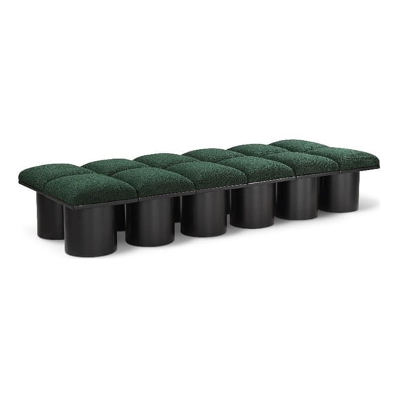 Meridian Furniture Pavilion Green Boucle Fabric Bench