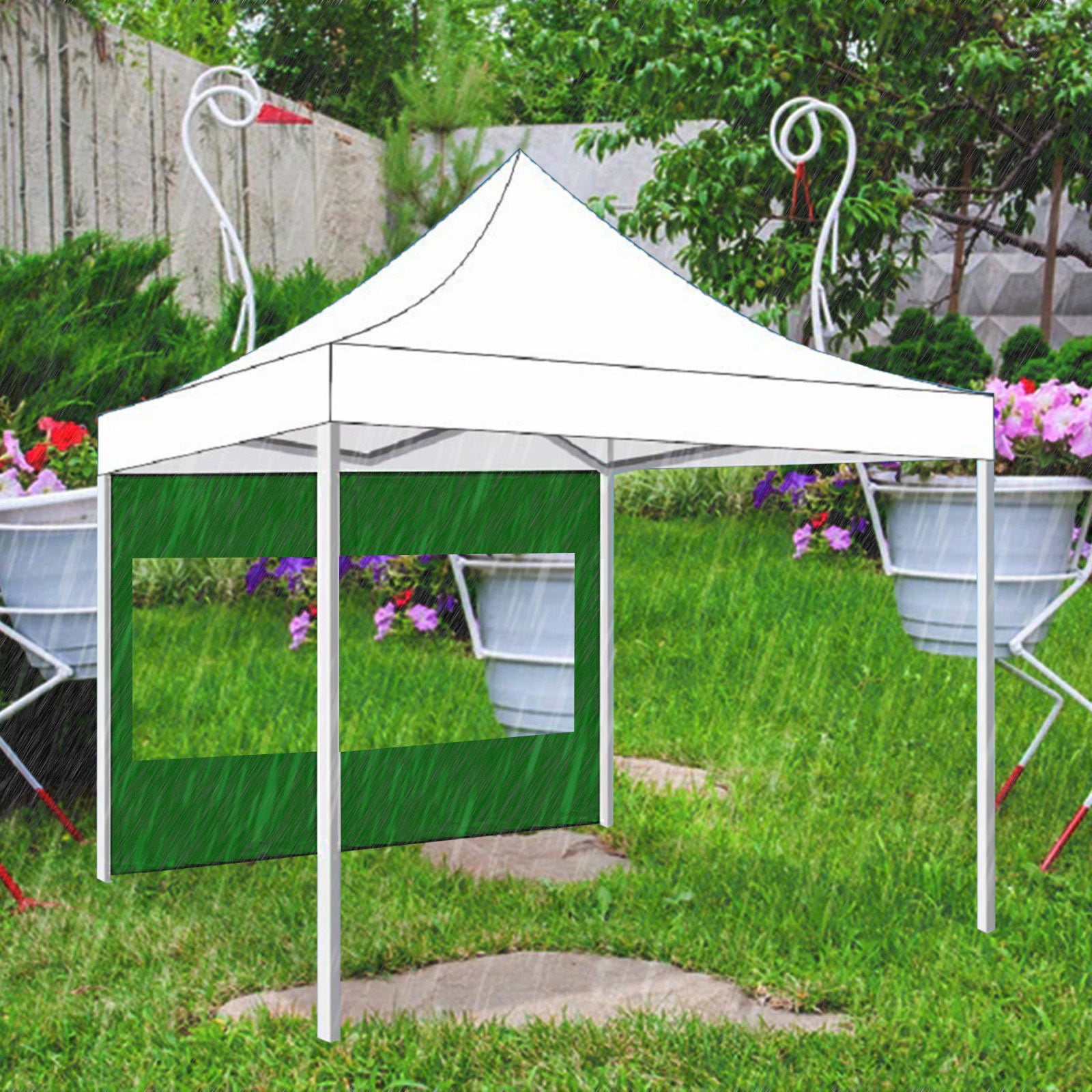 BGZLEU Green Canopy Tent,Translucent Tent,Portable Pop Up Outdoor Gazebo with 1 Sidewall,UV ProtectionTent,Come with Carry Bag - Blue
