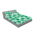 thumbnail image 2 of Greenery Fitted Sheet & Pillow Sham Set, Watercolor Lotus Plant Leaves Pattern on a Minty Background Botanical Exotics, Decorative Printed 3 Piece Bedding Decor, Queen, Shamrock Green, by Ambesonne, 2 of 2
