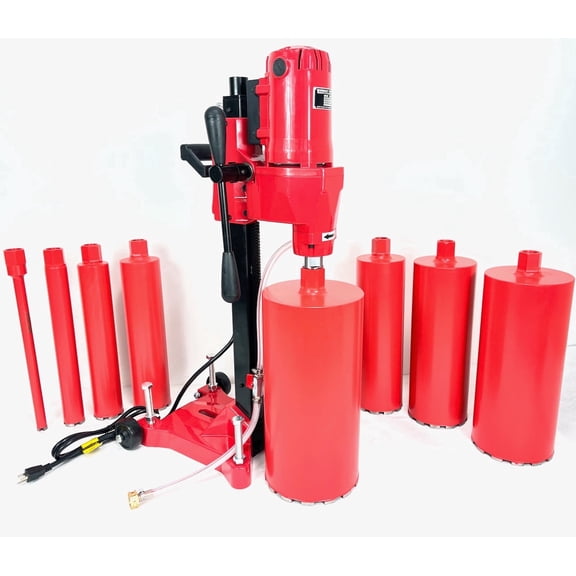 BLUEROCK Model 8Z1RB Concrete Core Drill w/ Rolling Base & 1"- 8" Diamond WET Coring Bit Set - PACKAGE DEAL