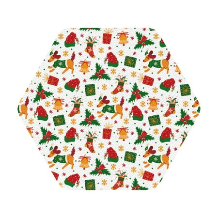 

Adobk Christmas Hat Cute Puppy Print Leather Coasters for Drinks(6 Pack) Durable Drink Coasters Set Luxurious Home Décor and Housewarming Gift Hexagon