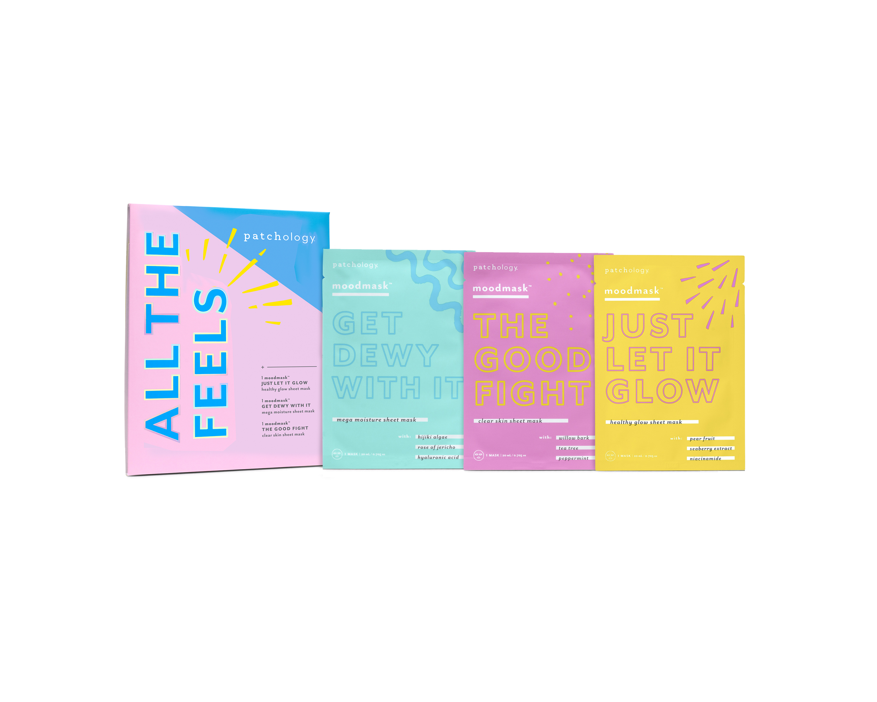 Patchology All The Feels Sheet Moodmask Trio for Dry Skin, (3 Pack)