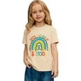 thumbnail image 2 of Wuxian Girls Fashion Happy 100Th Day Of School Shirts Letter Print Short Sleeve Tee Round Neck Loose Relaxed Casual Daily Wear Soft Blouse Graphic T-Shirt Basic Tees Tagless,Beige,12-13 Years, 2 of 6