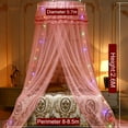 thumbnail image 5 of Opvise Ruffle Dome Ceiling Mosquito Net Princess Mesh Canopy Dust-proof Bedroom Decor Pink, 5 of 8