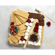 Tasty Natural Bamboo Cheese Board and Charcuterie Tray with Hidden Drawer, Utensils, Markers, and Chalk, 13 x 13